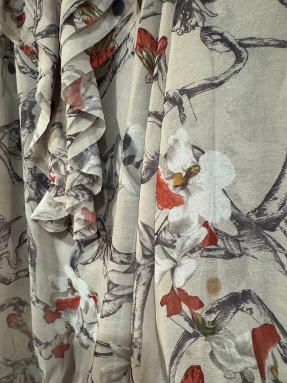 Ted Baker Cream Blouse with Floral & Bird Print - Picture 2 of 5